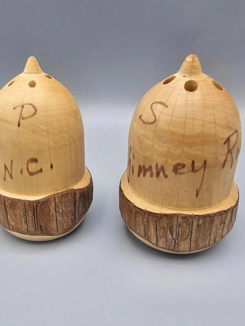 Handmade Wooden Acorn Salt and Pepper Shakers